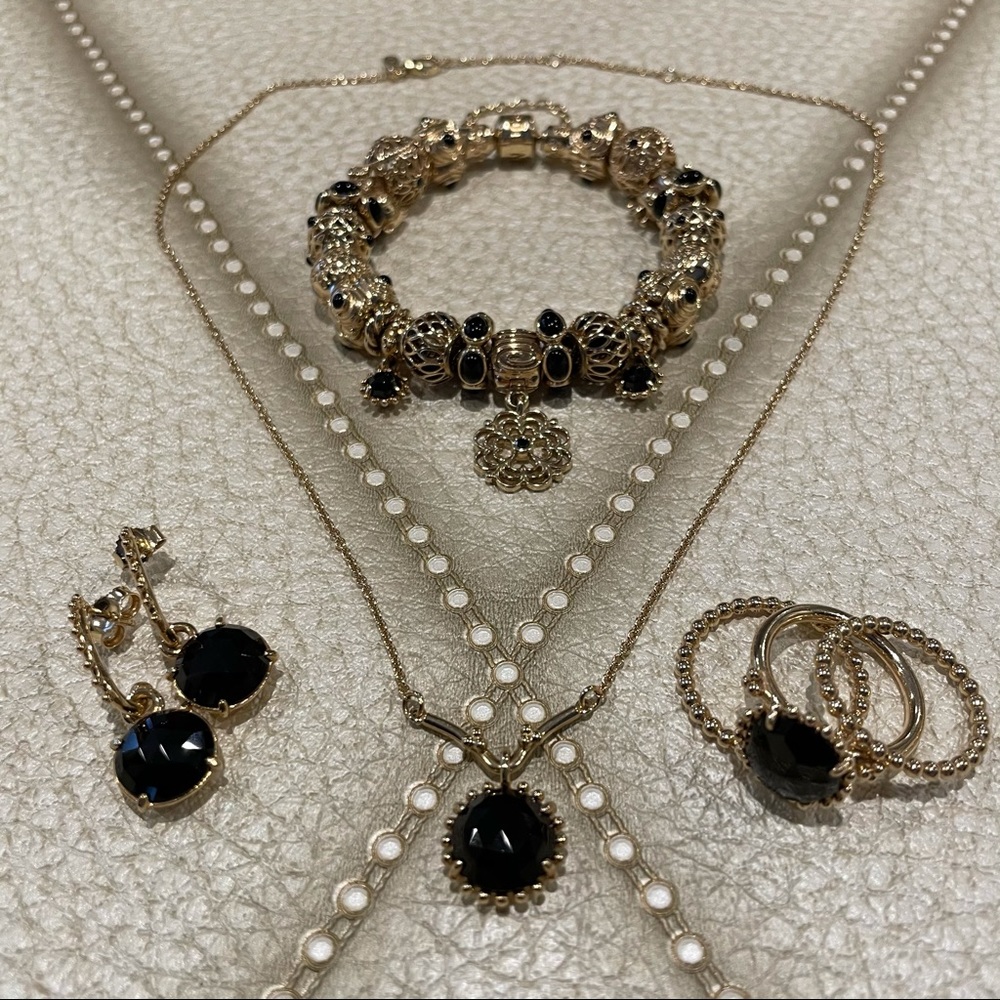 Pandora RARE 14K Shining Star necklace, ring, earrings